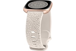 TOYOUTHS Boho Floral Engraved Strap Compatible with Fitbit Versa 2/Versa, Women Sport Silicone Flower Pattern Fancy Cute Stylish Strap