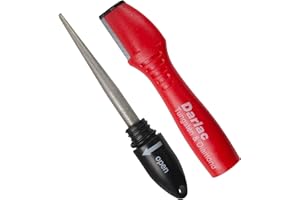 Darlac Tungsten and Diamond Sharpener – 2-in-1 Garden Tool Sharpener with Tungsten Block for Damaged Steel and Diamond for Fine Blades Red