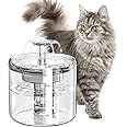 TDOO Cat Water Fountain 88oz/2.6L, Transparent Pet Water Dispenser With Ultra-Quiet Smart Auto Power-off Pump, with Filter, Suitable For Indoor Cats, Small And Medium Dogs