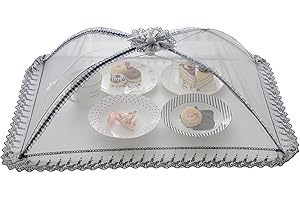 WUYUE HUA Tenda coprivivande a ombrello, apertura a scatto, grande, in rete, riutilizzabile e pieghevole, per coprire gli alimenti durante i picnic all’aperto, tiene lontane mosche, insetti e zanzare