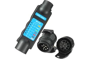 Eacalyc Probador de Remolque 7 Pines, Probador Enchufe Remolque 7 Pines Comprobar de Remolque 12V Probador Luces Remolque con Adaptador de Remolque para Caravana RV Camión Remolque