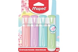 Maped 742046 - Evidenziatori con colori pastello, confezione da 4 colori assortiti
