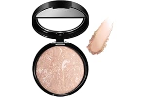 SHEBEEDO Foundation For Mature Skin, Baked Foundation Brighten Color Correcting, Shimmer Brick Pressed Bronzer, Buildable Light to Medium Illuminating Powder, Lasting Oil-control Full Coverage (Light Beige)1
