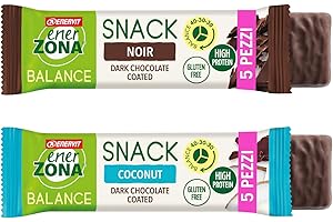 Enervit, Enerzona Protein Snack 40-30-30 Variety Pack 5pz Cocco + 5pz Noir, Barrette Proteiche per Dieta a Zona con Proteine del Latte e Fibre, Senza Olio di Palma