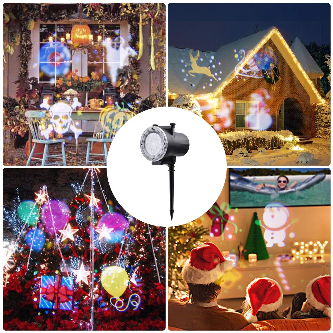 Holiday-Projector-Viugreum-LED-Christmas-Lights-2018-Latest-Super-Bright-12-Slides-LED-Landscape-Lights-con-proyector-de-control-remoto-Show-de-luces-para-Halloween-Christmas-Holiday-Party