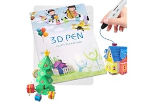 RAYKCE 3D Pen Printing Drawing Book, Reusable Colorful 40 Patterns Thick Paper Template with a Clear Plate - 3D Graffiti Stencils Book for Kids, Children's Drawing Teaching Tools Gift for New Year