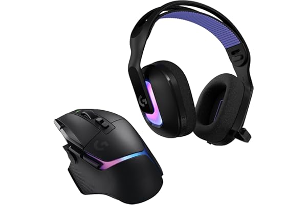 Logitech G G522, auriculares con micrófono inalámbricos para gaming y ratón inalámbrico G502 X PLUS para gaming, combo de ratón inalámbrico LIGHTSPEED y auriculares RGB LIGHTSYNC, PC/Windows - Negro