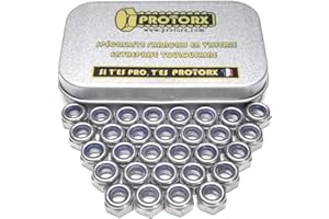 PROTORX Ecrou Frein Autobloquant M6 : Boite 30 Pcs Nylstop Indesserable Autofreiné Inox Bague Nylon de Blocage | Acier Inoxydable | Usage Interieur et Exterieur | Hexagonal (Diam. 6mm x 10mm) HI - Din985