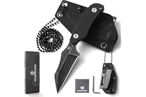 DRACHENADER X-WH Coltello Da Collo, Wharncliffe In Acciaio D2, Lama Da 7,6 cm Mini Neck Knife, Full Tang, Con Fodero In Kydex, Catena A Sfera E Clip Per Cintura