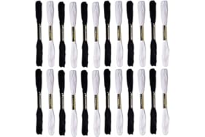 HIOSEYRE 24 Pieces Embroidery Floss Black and White Cross Stitch Thread Cotton Needlework for Friendship Bracelets and Knitting