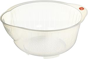 Inomata JapanBargain S-3060, Japanese Rice Washing Bowl with Strainer, 2.5-Quart Capacity