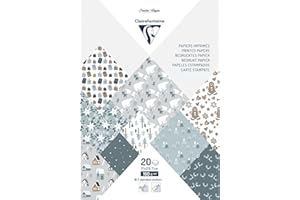 Clairefontaine 95282C - Bloc de 20 Hojas con Patrones Polares Navideños Formato A4 (21x29,7cm) 160g + Pegatinas Alfabeto + Idea Creativa - Papel Scrapbooking Ocio Creativo