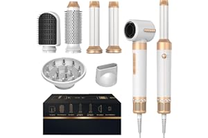 UKLISS Asciugacapelli Phon Professionale con Diffusore 7 IN 1 - Hairstyler Spazzola Asciugacapelli Rotante Con Funzioni di Capelli Ricci, Lisci, Asciutti e Soffici, Scatola Regalo