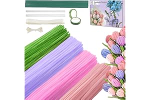 FANXIYA Kit Manualidades Niños con 400 Limpiapipas de Colores, Set Creativo Infantil para Flores DIY, Alambre Chenilla para Manualidades Infantiles, Ramo Tulipanes y Artesanía