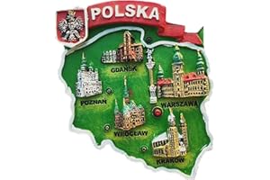 MUYU MAGNET 3D-Kühlschrankmagnet mit Polska-Karte, Souvenir, Dekoration für Zuhause und Küche, Polen, Kühlschrankmagnet