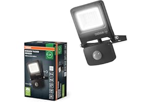 OSRAM Proiettore LED ENDURA FLOOD PC 20W con sensore, 4000K, 1800 lumen, IP44 con rilevatore di movimento IR, tempo/lux regolabile, grigio scuro