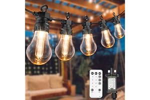 ULIGHTOWN Festoon Lights Outdoor, 17M/55.77FT Connectable Outdoor String lights Mains Powered with Edsion Shatterproof Bulbs, Remote &8 Modes Waterproof Garden String Lights for Indoor Outside Patio Party Décor
