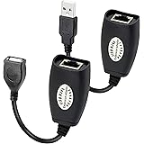 GELRHONR USB 2.0 auf RJ45 Ethernet Extender Adapter kabel,Über Cat5/Cat5e/Cat6 Kabel für Druckermaus Tastatur-Schwarz