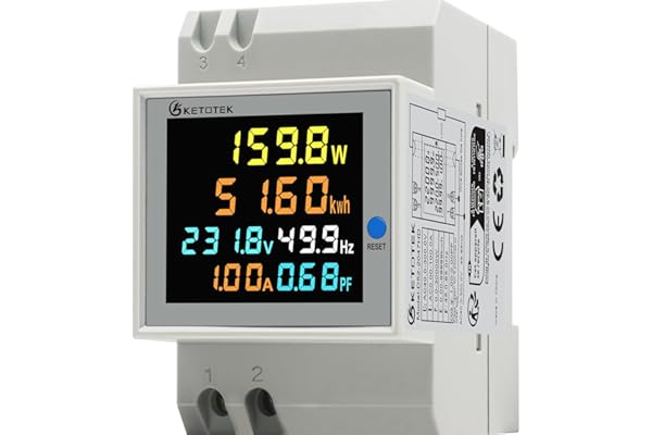 KETOTEK Compteur d'énergie monophasé Compteur d'électrique numérique AC 40-300V 100A Compteur Electrique 1 Phasé Wattmètre Rail DIN Mètre Watt KWh Voltmètre Ampèremètre