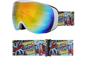 YOOXARMOR Gafas de Esquí OTG,Anti Niebla 100% Protección UV 400 Máscara Gafas Esquí para Niños y Niñas de 6 a 12 Años para Esquí, Snowboard y Otros Deportes de Invierno Compatible con Casco