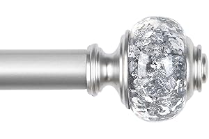 KAMANINA Barra de cortina plateada de 80 a 292 cm de largo, extensible, barra de cortina decorativa con topes transparentes para salón, dormitorio, comedor