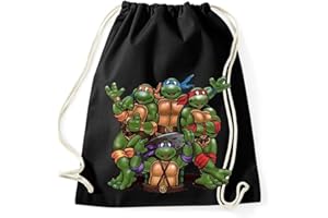 TRVPPY Baumwoll Turnbeutel Sportbeutel Modell TURTLES Farbe Schwarz