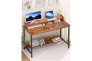 DOSDIOS Computer Desk with Storage, 110x50cm Gaming Desk with Monitor Stand, Home office Desk with Shelf, Writing Table