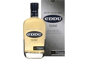 EDDU - Tourbé - Whisky Pur Blé Noir - Origine : France/Bretagne - Notes de Chocolat noir, Litchi, Poire et Poivre - Arômes fumés de la Tourbe - 43% Alcool - 70 cl
