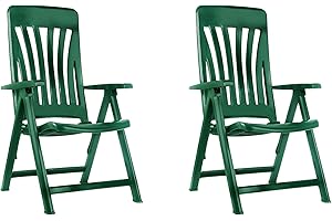 RESOL GRUPO GARBAR BLANES Set 2 Silla con Brazos Multiposiciones Exterior | jardín, terraza, balcón, Playa, Piscina, Picnic, Camping, Catering | diseño, Ligero, Plegable, reclinable | Verde Oscuro