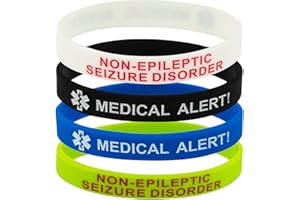MEDICAL ID ME Paquete de 4 pulseras de alerta médica para trastorno convulsivo no epiléptico NES