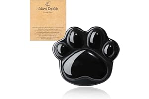 QINJIEJIE Black Obsidian Crystal Cute Cat Gifts Cat Paw Healing Crystals Worry Stone for Anxiety Relief Halloween Christmas Stuff Stocking Stuffer Birthday Gifts Memorial Unique Gift for Women 1.5"
