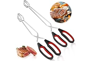 UINNOSSVC 2 pack Scheren Zange Grillzange Edelstahl Scherenzange Spaghettizange Grillzange Schere Kochen Scherenzange mit Griff Edelstahl Grillzange Grillen Zange für Umdrehen Lebensmitteln Werkzeug (9/11 Zoll)