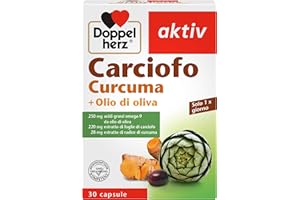 Carciofo + Curcuma + Olio di oliva - 30 Capsule - con acidi grassi Omega 9, estratto di carciofo ed estratto di radice di curcuma - Doppelherz
