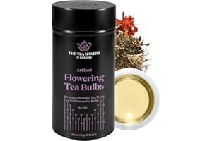 Flowering Tea Bulbs - Natural Blend of Green Tea, Jasmine Flowers, Rose Buds & More - Sweet Floral Notes & Subtle Fruity Flavour - Easy to Brew Blooming Tea Gift Set by The Tea Makers of London
