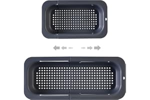 FUNLY MEE Kitchen Over The Sink Extendable Strainer Basket with Hanging Holes - for Wash Vegetables Fruits,Colander for Strain Cooked Food