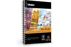 Ohuhu Skissbok A4 för konstnärer: sketchbook spiralbindning 124 sida (62 ark ritblock 200 gsm blandat media tjockt papper - s