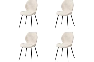 EGOONM Lot de 4 Chaises de Salle à Manger Classiques en Lin;Chaises de Salle à Manger sans accoudoirs pour la Cuisine;Ensemble de Salle à Manger pour Le Bureau à Domicile (Beige)
