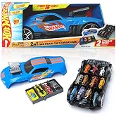 Hot Wheels 2'si 1 arada Race N' Haul saklama &amp; taşıyıcı oyuncak &ccedil;antası | Tekerlekli | Uzatılabilir sap | 15 oyuncak araba i&ccedil;