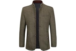 Allthemen Wintermantel Herren Kurzmantel Slim Fit Mantel mit Stehkragen Wolle Warm Wollmantel Business Freizeit