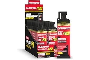 Enervit Carbo Gel C2:1PRO con Cafeína, Gel Energético con 40g Carbohidratos, Actividades de Alta Intensidad, +50% Carbohidratos Absorbidos, Sabor Cola, Sin Gluten, Alta Digestibilidad, 24 Pack de 60ml