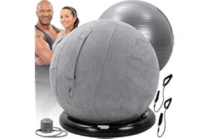 ‎MIWEBA SPORTS Miweba Sports Gymnastikball | 65 cm ∅ - Traglast 500 kg - Pilates Ball - Pezziball - 4in1 Set inkl Ballauflage - Bürostuhl - Sitzball - Balance Ball - Hüpfball - Pilatesball - Yoga - Schlingentrainer