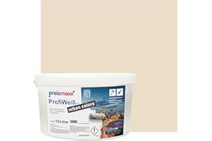 Preismaxx Profiweiß urban colors, bunte Wandfarbe, beige, cremefarben, cream 10L, Innenfarbe, hohe Deckkraft Klasse 2, matt