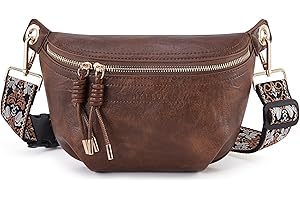 HKCLUF Marsupio Donna Elegante Marsupio Tracolla Donna in Pelle Vegana Borsa a Tracolla Donna e 2 Spallacci Regolabili 3-2 colore caffè marrone taglia unica