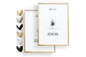 Heimlich® - Cornice per foto - 20x30 cm, alluminio, oro, confezione da 2 - Cornici per certificati di piccole dimensioni con copertura in foglio di plastica - Montaggio a parete o da tavolo