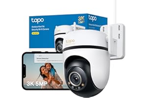 Tapo C530WS Pan/Tilt Outdoor Security Camera, 3K 5MP WiFi Outdoor Camera, 360° Vision Motion Tracking, No Monthly Fee, AI Detection, Starlight Colour Night Vision, IP66, Works with Alexa & Google