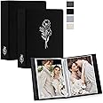 Lanpn Photo Album 3.5x5 50 Pictures 2 Packs, Small Mini Capacity Linen Photo Book Sets, Each Album Holds 50 Top Loading Vertical Only Picture for Kids Boys Girls (Black)