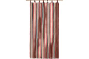 Lanovenanube Cortina alpujarreña con Trabillas Rayas Nº40 de 140x260 cm, Tejido Jacquard, de fácil Mantenimiento y Resistente. Confeccionada con Trabillas. Diseño rústico. Cortina de Puerta Exterior