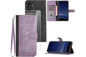 Hoyoikun Handyhülle Kompatibel Mit Samsung Galaxy A14 5G,[Verschenke 2 Stück Full Screen Schutzfolie],Premium PU Leder Flip Case,Magnetverschluss,Standfunktion, Kartenschlitz-Lila
