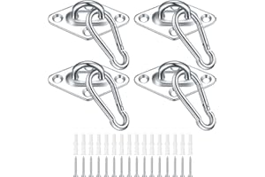 YIPHOMN 4 Piezas Placas de Ojo, Placa de Cubierta de Acero Inoxidable, Ganchos Techo/Pared Forma de U, para Accesorios de Fijación de Parasol Herrajes Colgar de Silla Columpio