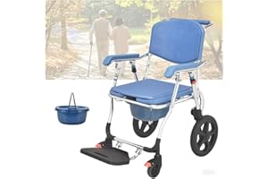 GENERIC Sedia a Rotelle per Anziani con WC, Sedia WC per Anziani con Ruote, Sedia Comoda Pieghevole WC per Disabili con Braccioli e Schienale, per Pazienti e Donne incinte, Portata Fino a 150 kg